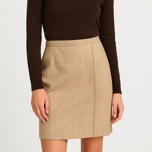 ROYITA Beige Wool Skirt women SIZE L – Classic Minimalist Office Style